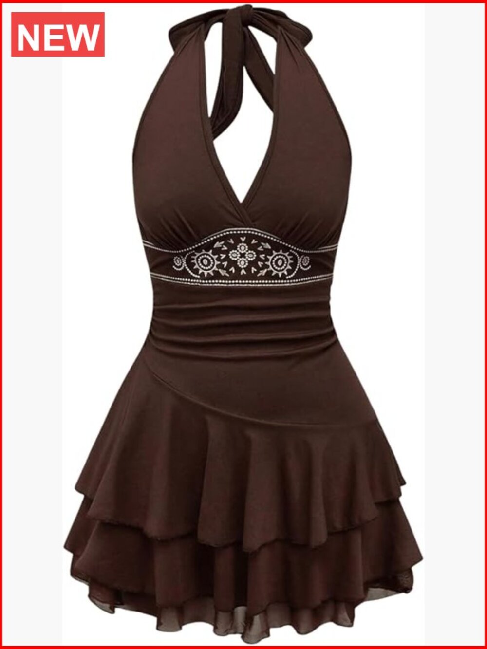 Halter Backless Flowy Western Cowgirl Summer Dress Sleeveless Ruched